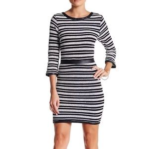 Myra Striped Faux Leather Trim Dress